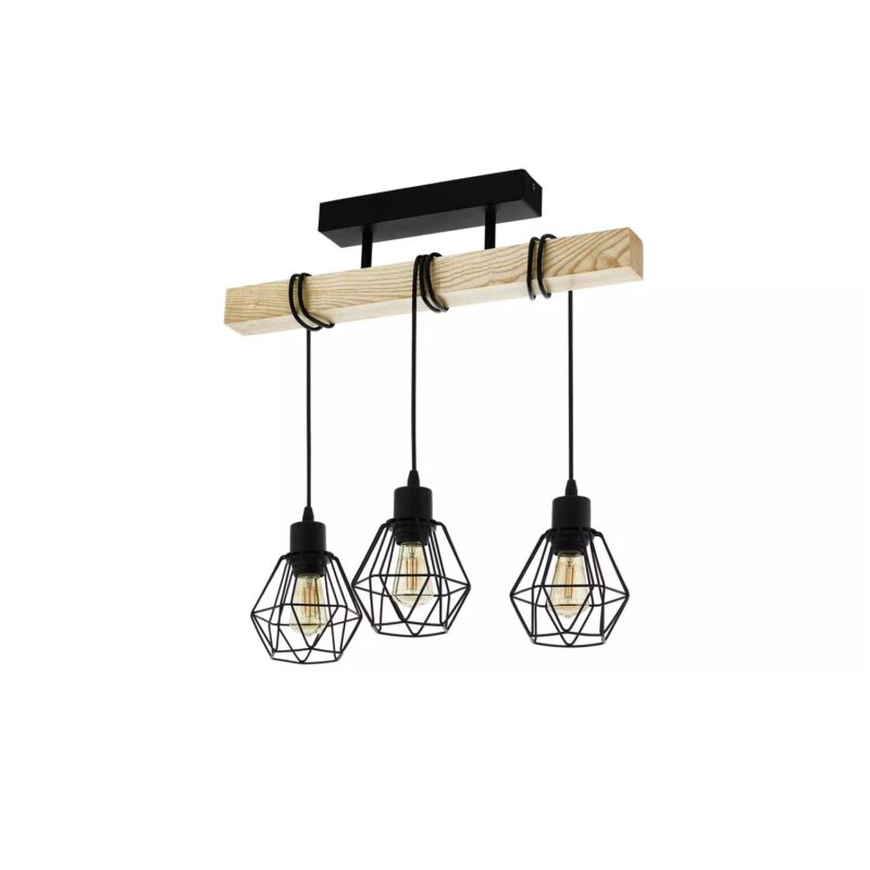 Eglo Townshend Black/Brown Ceiling Flush Light 20cm