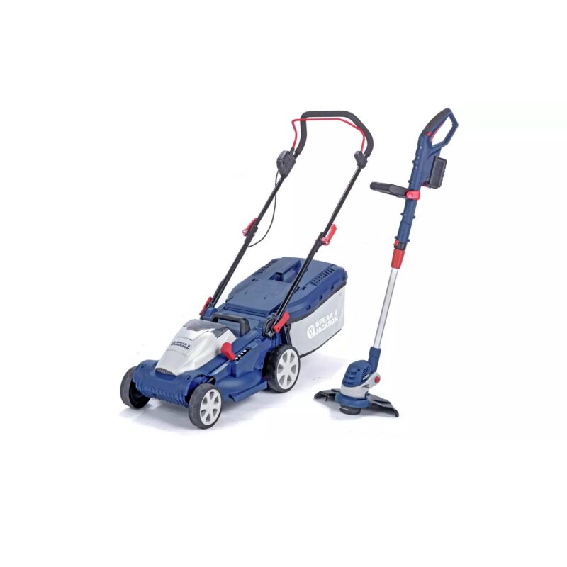 Spear & Jackson Cordless 34cm Lawnmower & 25cm Grass Trimmer
