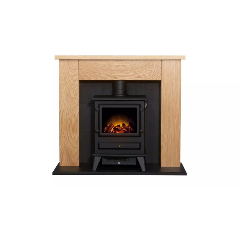 Adam Electric Freestanding Stove Suite - Oak & Black