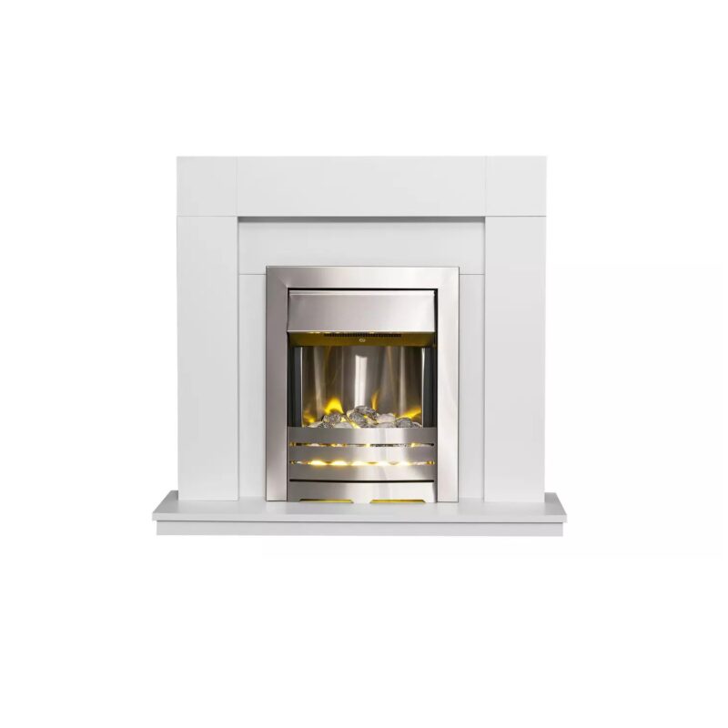 Adam Wyoming Electric Freestanding Fire Suite- White & Black